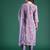 Lavender printed silk blend kurta trouser dupatta set