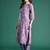 Lavender printed silk blend kurta trouser dupatta set