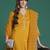 Mustard embroidered silk blend kurta trouser dupatta set