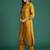 Mustard embroidered silk blend kurta trouser dupatta set