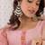 Peach embroidered silk blend kurta trouser dupatta set