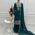 Teal blue soft crunchy silk blend sharara suit set
