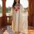 Off white embroidered liva kurta trouser dupatta set