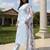 Blue self design cotton blend kurta trouser dupatta set