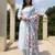 Blue self design cotton blend kurta trouser dupatta set