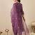 Mauve embroidered silk blend kurta trouser dupatta set
