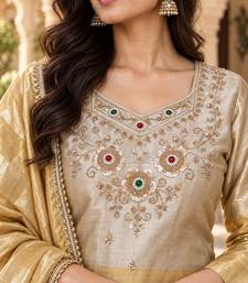 Golden banarasi viscose palazzo suit set
