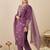 Mauve embroidered silk blend kurta trouser dupatta set