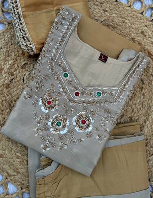 Golden banarasi viscose palazzo suit set 1