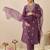 Mauve embroidered silk blend kurta trouser dupatta set