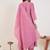 Pink embroidered silk blend kurta trouser dupatta set