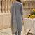 Grey embroidered silk blend kurta trouser dupatta set