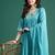 Blue embroidered pure cotton kurta trouser dupatta set