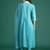 Blue embroidered pure cotton kurta trouser dupatta set