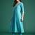 Blue embroidered pure cotton kurta trouser dupatta set