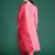 Pink embroidered silk blend kurta trouser dupatta set