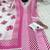 Rani-pink printed rayon cotton suit set with lace work
