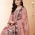 Peach embroidered silk blend kurta trouser dupatta set