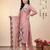 Peach embroidered silk blend kurta trouser dupatta set