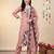 Peach embroidered silk blend kurta trouser dupatta set
