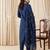 Teal embroidered pure cotton kurta trouser dupatta set