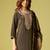 Green embroidered liva kurta trouser dupatta set