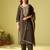 Green embroidered liva kurta trouser dupatta set