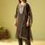 Green embroidered liva kurta trouser dupatta set
