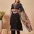 Black embroidered viscose rayon kurta trouser dupatta set