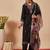 Black embroidered viscose rayon kurta trouser dupatta set