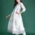 White printed pure cotton kurta trouser dupatta set