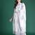 White printed pure cotton kurta trouser dupatta set