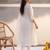 Off white embroidered pure cotton kurta trouser dupatta set