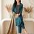 Teal embroidered pure cotton kurta trouser dupatta set