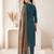 Teal embroidered pure cotton kurta trouser dupatta set