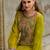 Yellow embroidered silk blend kurta trouser dupatta set