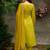 Yellow embroidered silk blend kurta trouser dupatta set