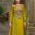 Yellow embroidered silk blend kurta trouser dupatta set