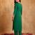 Green embroidered silk blend kurta trouser dupatta set