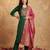 Green embroidered silk blend kurta trouser dupatta set