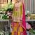 Multicolor embroidered chinon kurta trouser dupatta set