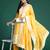 Yellow woven design chanderi silk kurta trouser dupatta set