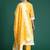 Yellow woven design chanderi silk kurta trouser dupatta set