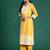 Yellow woven design chanderi silk kurta trouser dupatta set