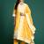 Yellow woven design chanderi silk kurta trouser dupatta set