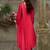 Pink embroidered silk blend kurta trouser dupatta set