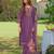 Purple embroidered liva kurta trouser dupatta set