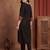 Black printed pure cotton kurta trouser dupatta set