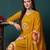 Mustard printed pure cotton kurta trouser dupatta set