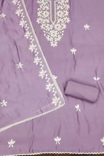 floral embroidered unstitched dress material